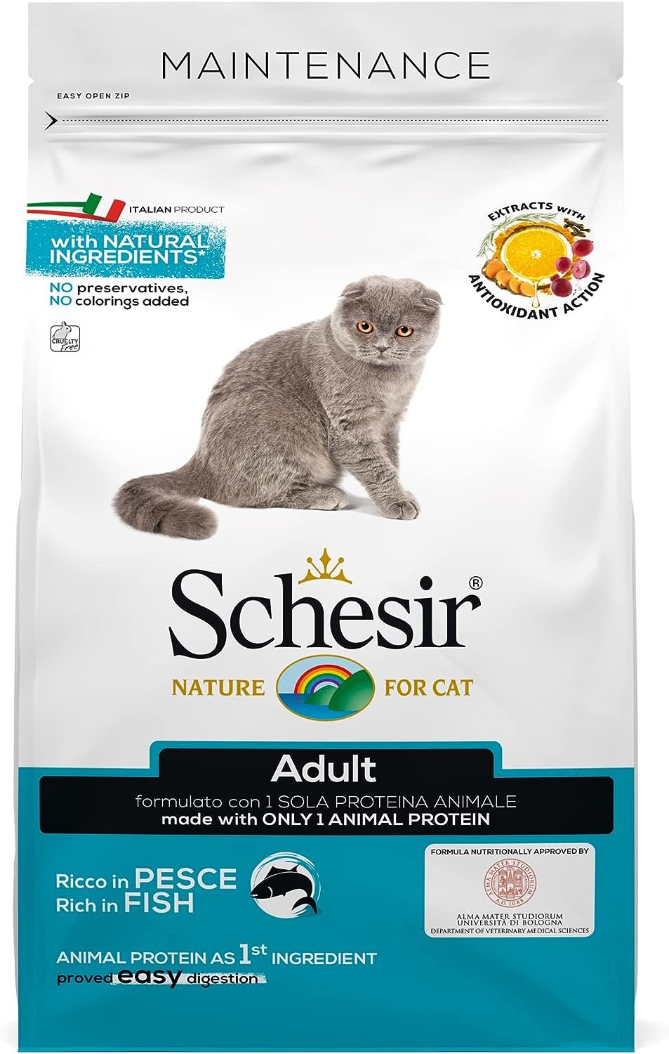 Schesir, Cibo Secco per Gatti Adulti Linea Mantenimento al Gusto Pesce, Crocchette - Formato Sacco da 1,5 Kg